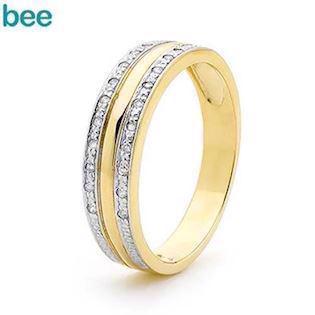 Bee Jewelry Diamond Set Dress 9 kt guld fingerring blank, model 25378